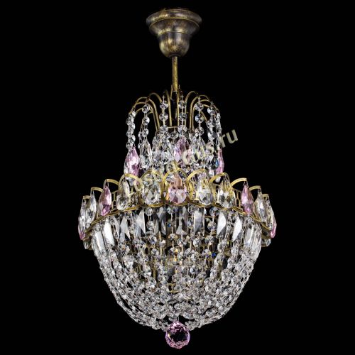 Люстра Астра №1 с подвесом под бронзу Розовая в Магнитогорске Гусь Хрустальный