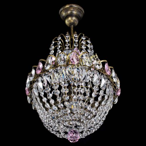 Люстра Астра №1 с подвесом под бронзу Розовая в Магнитогорске Гусь Хрустальный