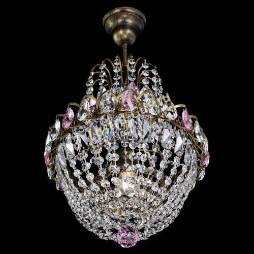 Люстра Астра №1 с подвесом под бронзу Розовая в Магнитогорске Гусь Хрустальный