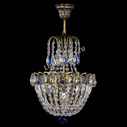 Люстра Астра №1 с подвесом под бронзу Синяя в Магнитогорске Гусь Хрустальный