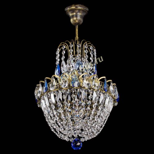 Люстра Астра №1 с подвесом под бронзу Синяя в Магнитогорске Гусь Хрустальный