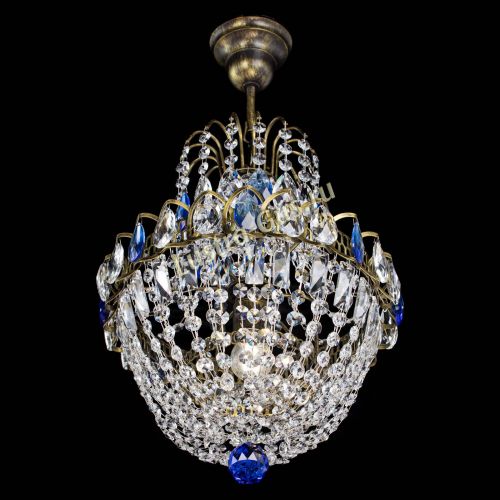 Люстра Астра №1 с подвесом под бронзу Синяя в Магнитогорске Гусь Хрустальный