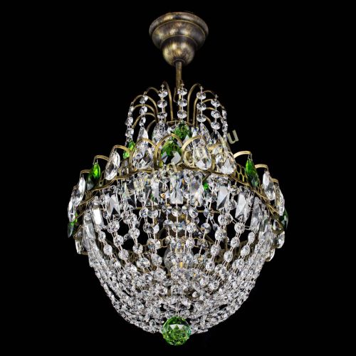 Люстра Астра №1 с подвесом под бронзу Зеленая в Магнитогорске Гусь Хрустальный