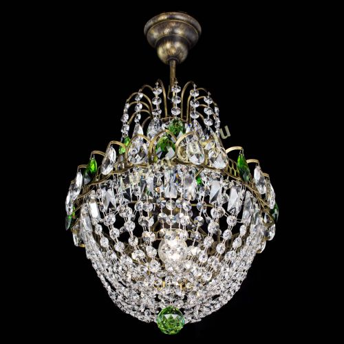 Люстра Астра №1 с подвесом под бронзу Зеленая в Магнитогорске Гусь Хрустальный