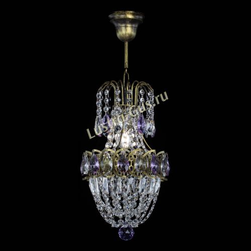 Люстра Астра №1 узкая фиолетовая под бронзу в Магнитогорске Гусь Хрустальный