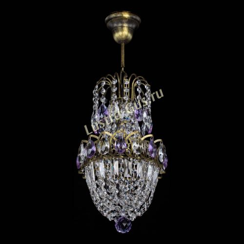 Люстра Астра №1 узкая фиолетовая под бронзу в Магнитогорске Гусь Хрустальный