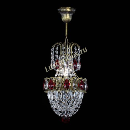 Люстра Астра №1 узкая красная под бронзу в Магнитогорске Гусь Хрустальный