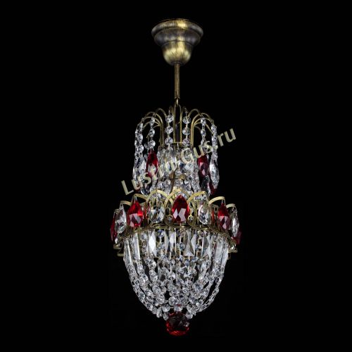 Люстра Астра №1 узкая красная под бронзу в Магнитогорске Гусь Хрустальный