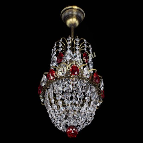 Люстра Астра №1 узкая красная под бронзу в Магнитогорске Гусь Хрустальный