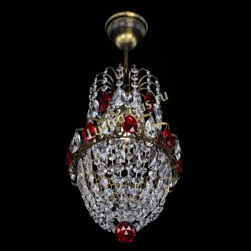 Люстра Астра №1 узкая красная под бронзу в Магнитогорске Гусь Хрустальный