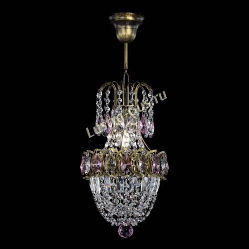 Люстра Астра №1 узкая розовая под бронзу в Магнитогорске Гусь Хрустальный