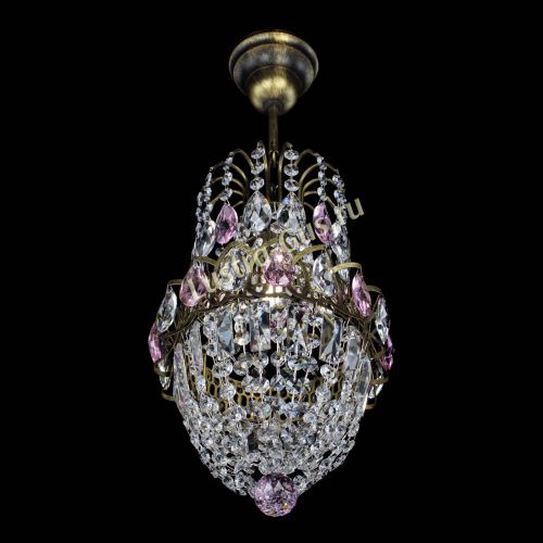 Люстра Астра №1 узкая розовая под бронзу в Магнитогорске Гусь Хрустальный