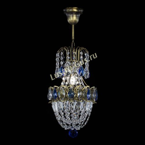 Люстра Астра №1 узкая синяя под бронзу в Магнитогорске Гусь Хрустальный