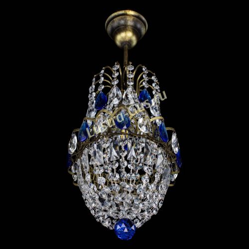 Люстра Астра №1 узкая синяя под бронзу в Магнитогорске Гусь Хрустальный