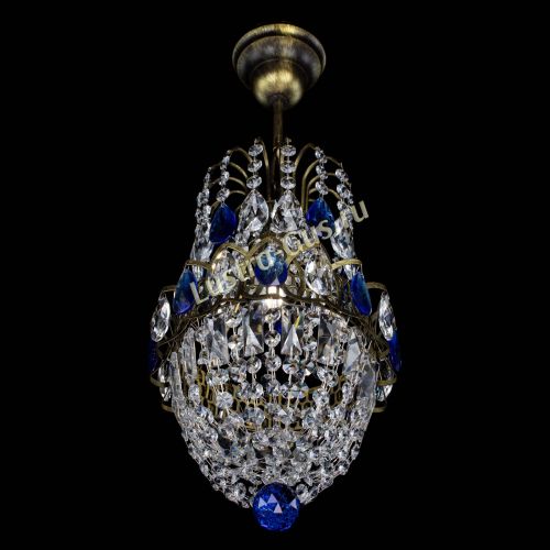 Люстра Астра №1 узкая синяя под бронзу в Магнитогорске Гусь Хрустальный