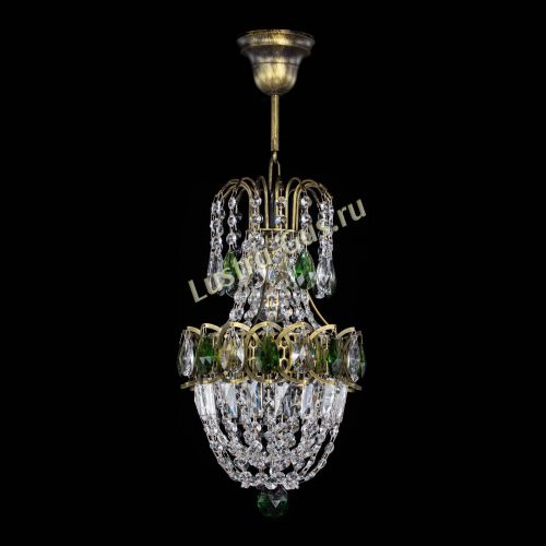 Люстра Астра №1 узкая зеленая под бронзу в Магнитогорске Гусь Хрустальный