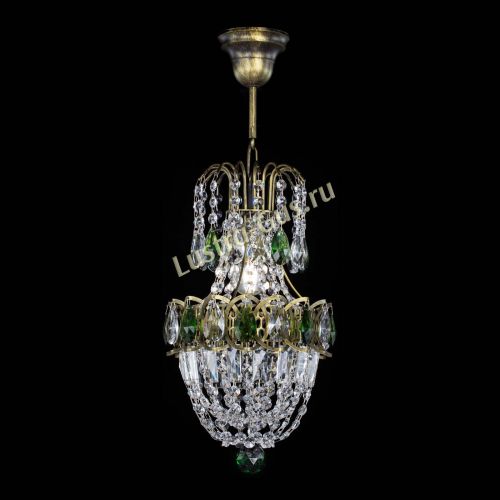 Люстра Астра №1 узкая зеленая под бронзу в Магнитогорске Гусь Хрустальный