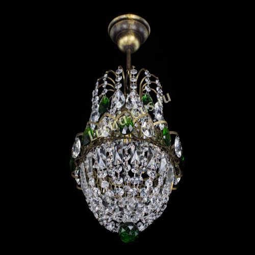 Люстра Астра №1 узкая зеленая под бронзу в Магнитогорске Гусь Хрустальный