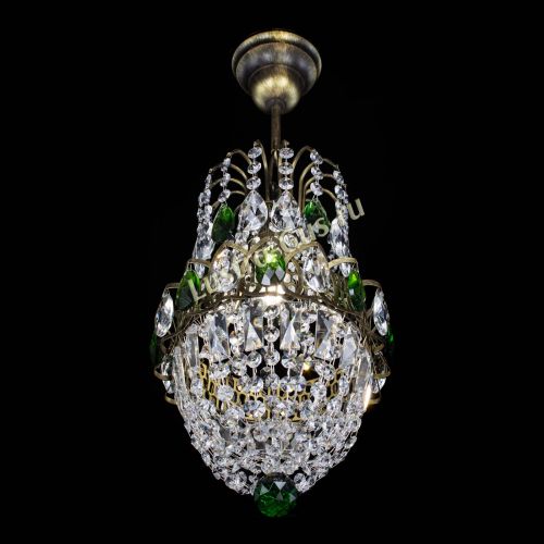 Люстра Астра №1 узкая зеленая под бронзу в Магнитогорске Гусь Хрустальный