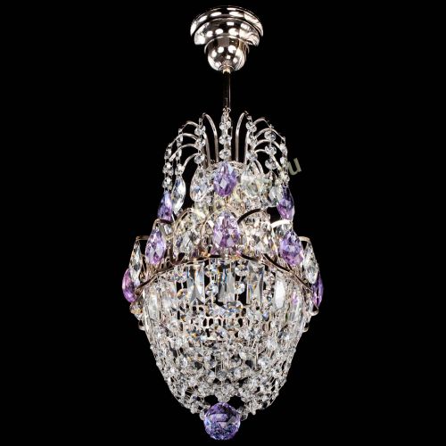 Люстра Астра №1 узкая фиолетовая в Магнитогорске Гусь Хрустальный