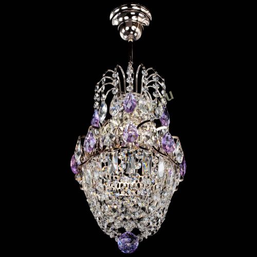 Люстра Астра №1 узкая фиолетовая в Магнитогорске Гусь Хрустальный