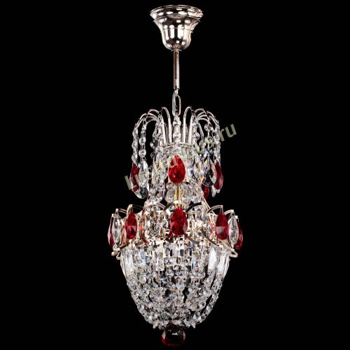 Люстра Астра №1 узкая красная в Магнитогорске Гусь Хрустальный