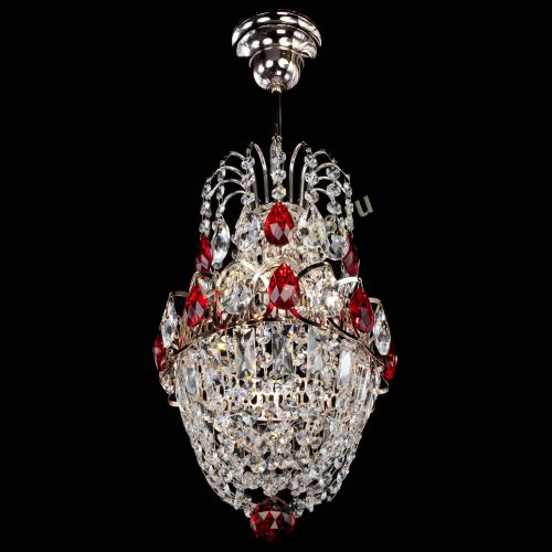 Люстра Астра №1 узкая красная в Магнитогорске Гусь Хрустальный