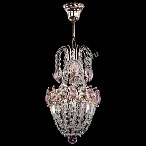 Люстра Астра №1 узкая розовая в Магнитогорске Гусь Хрустальный