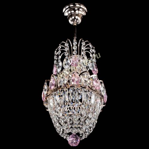 Люстра Астра №1 узкая розовая в Магнитогорске Гусь Хрустальный