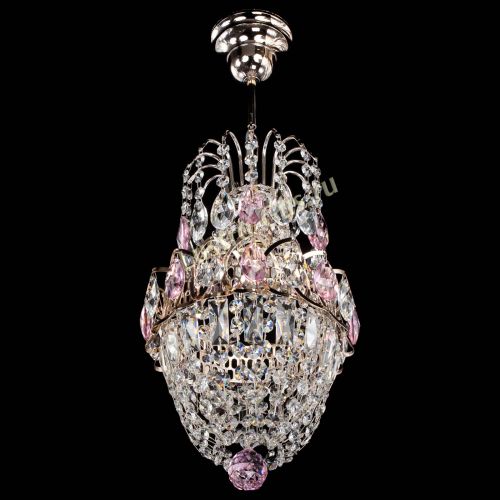 Люстра Астра №1 узкая розовая в Магнитогорске Гусь Хрустальный