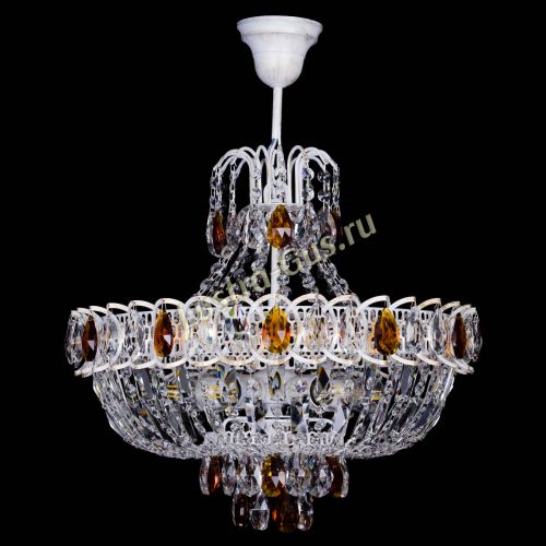 Люстра Астра Белая с подвесом чайная в Магнитогорске Гусь Хрустальный