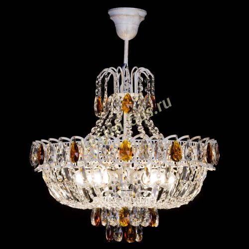 Люстра Астра Белая с подвесом чайная в Магнитогорске Гусь Хрустальный