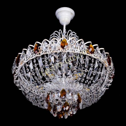 Люстра Астра Белая с подвесом чайная в Магнитогорске Гусь Хрустальный