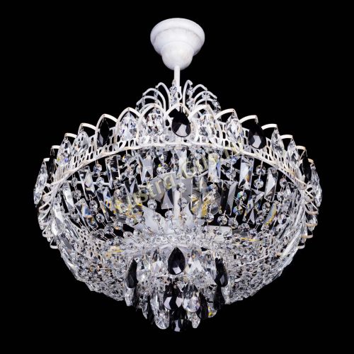 Люстра Астра Белая с подвесом черная в Магнитогорске Гусь Хрустальный