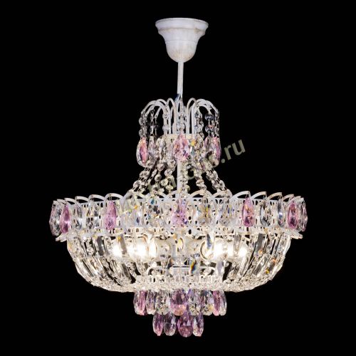Люстра Астра Белая с подвесом розовая в Магнитогорске Гусь Хрустальный