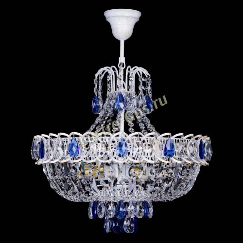 Люстра Астра Белая с подвесом синяя в Магнитогорске Гусь Хрустальный