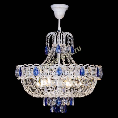 Люстра Астра Белая с подвесом синяя в Магнитогорске Гусь Хрустальный