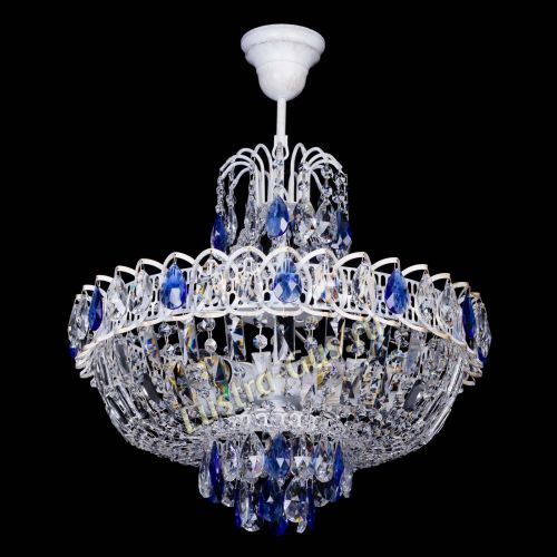 Люстра Астра Белая с подвесом синяя в Магнитогорске Гусь Хрустальный