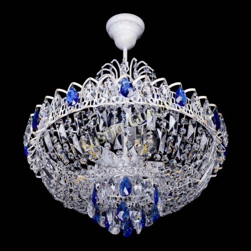 Люстра Астра Белая с подвесом синяя в Магнитогорске Гусь Хрустальный