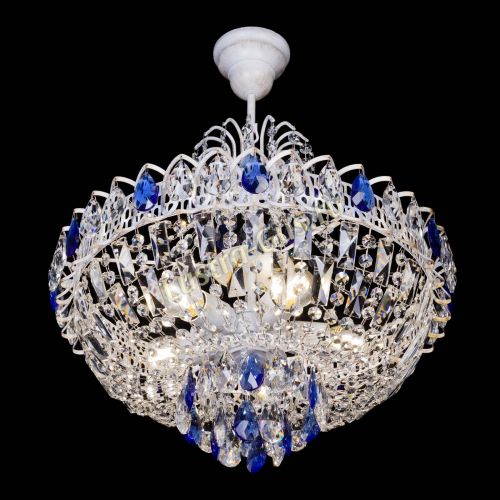 Люстра Астра Белая с подвесом синяя в Магнитогорске Гусь Хрустальный