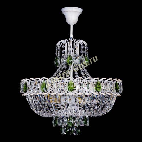 Люстра Астра Белая с подвесом зеленая в Магнитогорске Гусь Хрустальный