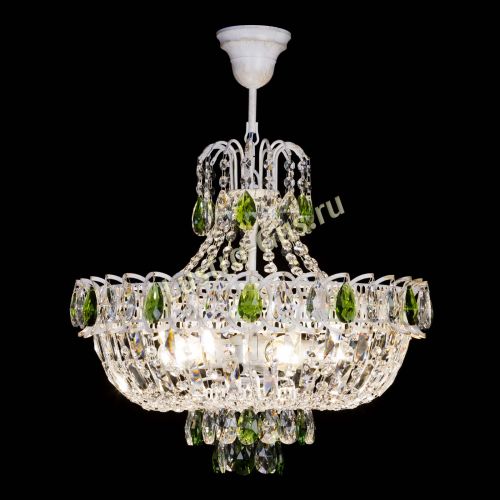 Люстра Астра Белая с подвесом зеленая в Магнитогорске Гусь Хрустальный