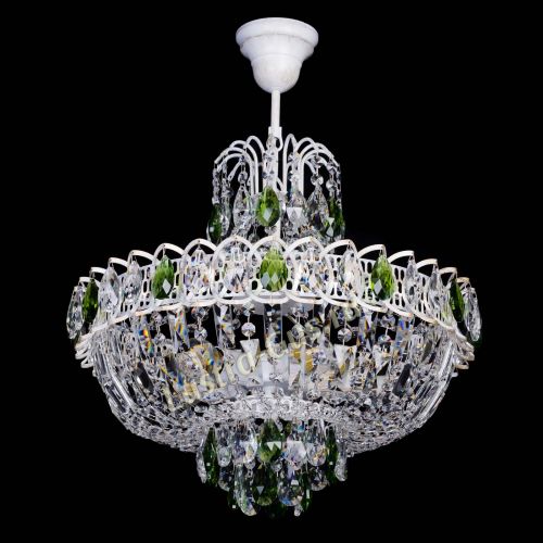Люстра Астра Белая с подвесом зеленая в Магнитогорске Гусь Хрустальный