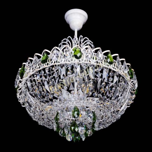Люстра Астра Белая с подвесом зеленая в Магнитогорске Гусь Хрустальный