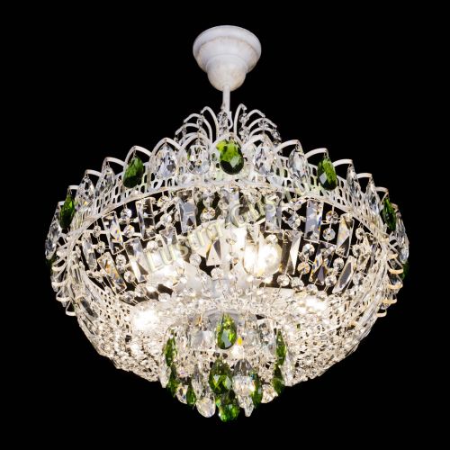 Люстра Астра Белая с подвесом зеленая в Магнитогорске Гусь Хрустальный