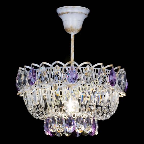 Люстра Астра Бутон №1 Фиолетовая - белая с подвесом в Магнитогорске Гусь Хрустальный