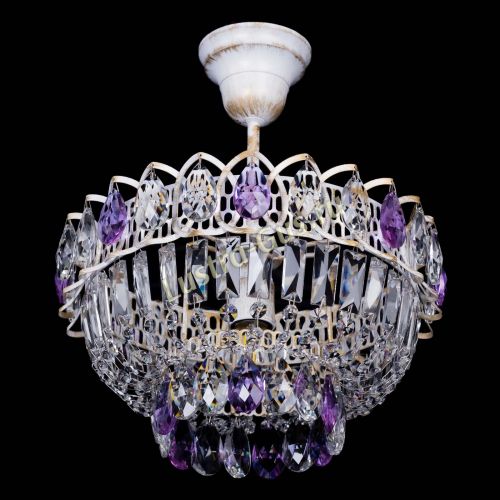 Люстра Астра Бутон №1 Фиолетовая - белая с подвесом в Магнитогорске Гусь Хрустальный