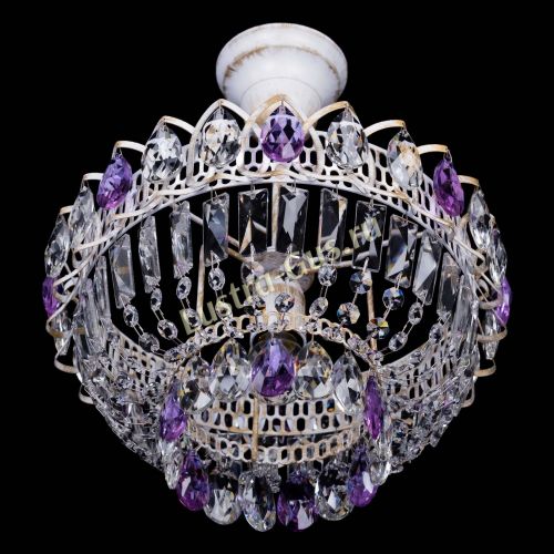 Люстра Астра Бутон №1 Фиолетовая - белая с подвесом в Магнитогорске Гусь Хрустальный