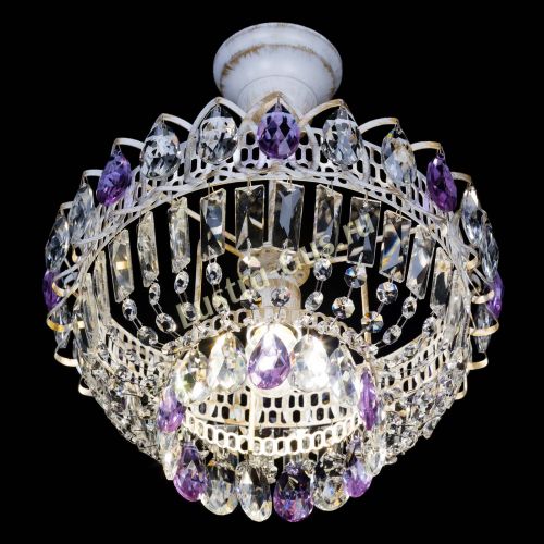 Люстра Астра Бутон №1 Фиолетовая - белая с подвесом в Магнитогорске Гусь Хрустальный