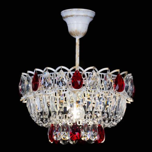 Люстра Астра Бутон №1 Красная - белая с подвесом  в Магнитогорске Гусь Хрустальный